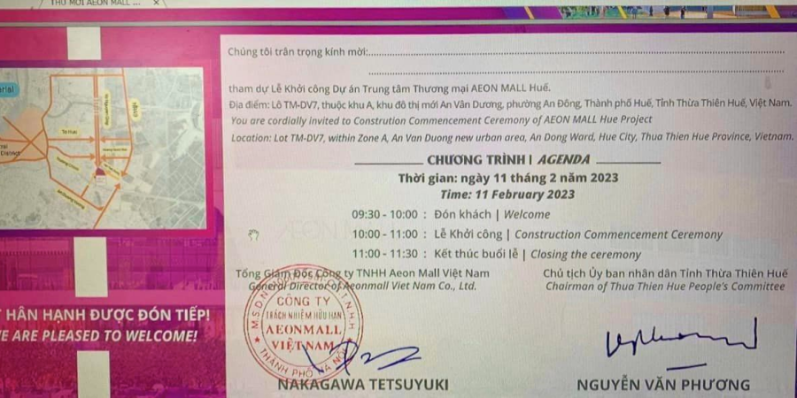 Dự án Trung tâm thương mại Aeon Mall Huế chính thức khởi công ngày 11/2/2023